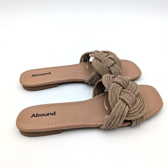 Abound Imani Flat Sandals Rhinestone Slip-On Women's Tan Mocha Size US8.5 - Picture 3 of 6